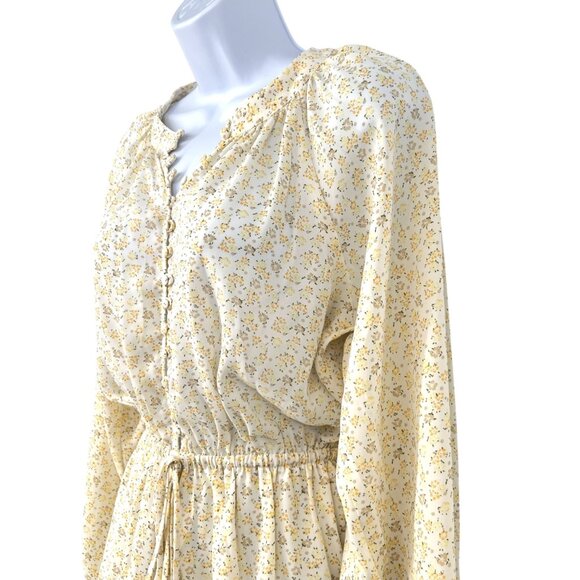 Line & Dot Mimi Floral Long Sleeve Romper Yellow White Size Small - Picture 5 of 13